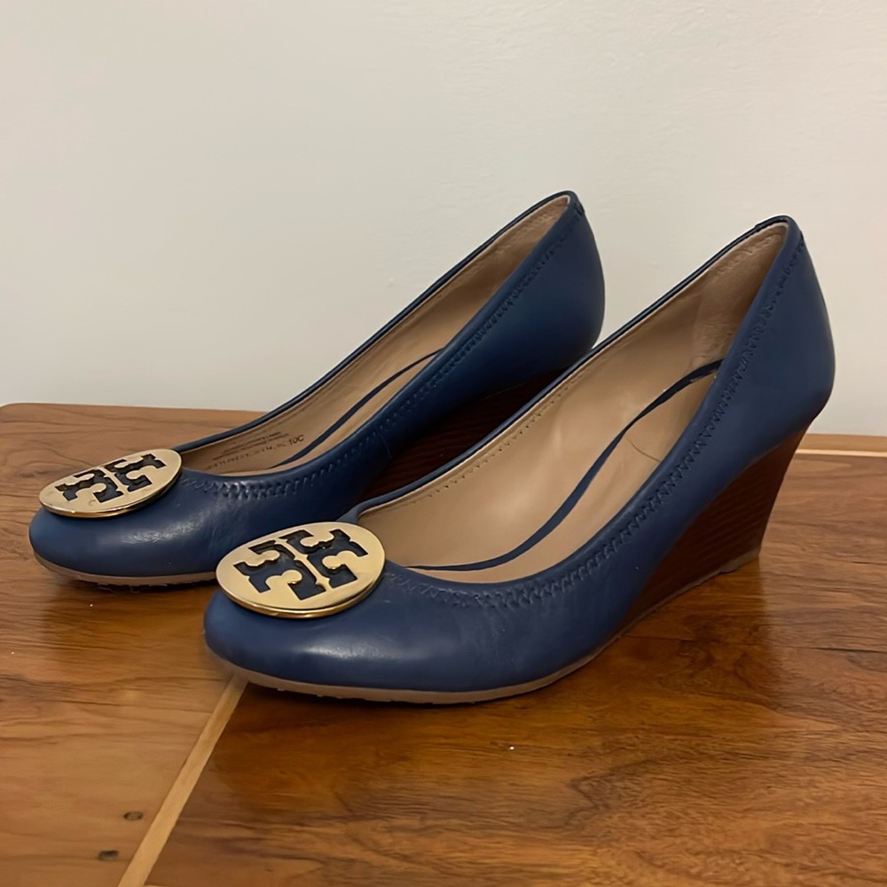 Tory Burch Blue Wedges